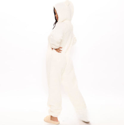 Women'S Autumn and Winter Plush One-Piece Pajamas